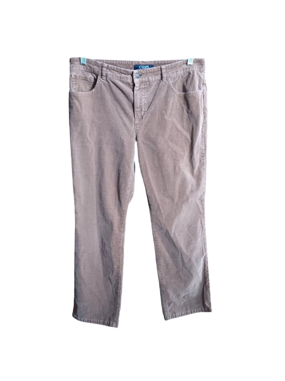 Chaps Petite Womens Corduroy Pants Size 12P Brown Straight Leg Casual 34x27